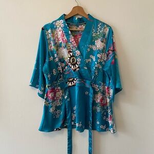 Satin Asian Inspired Kimono Style Blouse